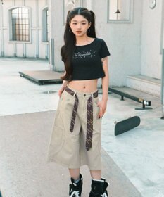 WEGO ロゴスタッズクロップドT