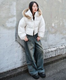 WEGO 【25年秋冬新作/SMサイズ展開】2WAYファーフードショートパファーブルゾン