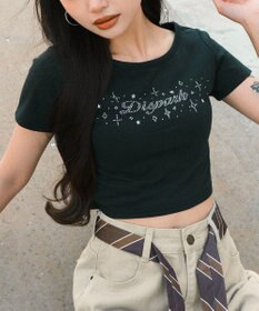 WEGO ロゴスタッズクロップドT