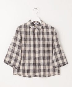 J.PRESS LADIES 【洗える】フレンチリネン チェック ブラウス