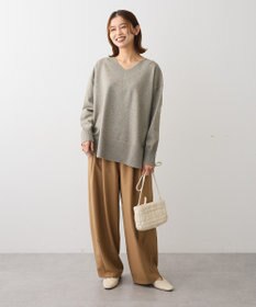 Green Parks 異素材切替ニットチュニック