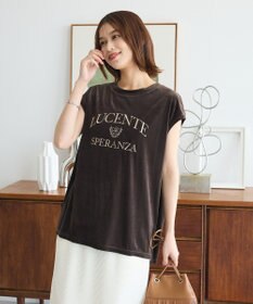 Green Parks ベロアロゴフレンチスリーブチュニック