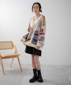 WEGO 【ユニセックス着用ITEM】オーバーフィットドライタッチパターンカーディガン