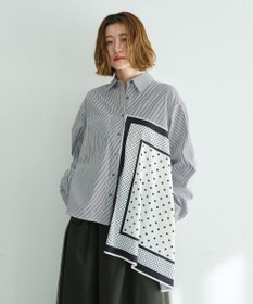 YECCA VECCA スカーフデザインアシメシャツ