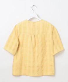 J.PRESS LADIES S 【洗える】SHEER チェック フレアスリーブ ブラウス