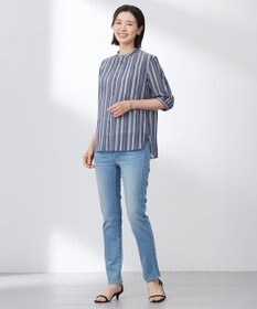 J.PRESS LADIES L 【洗える】ランダムストライプ ブラウス