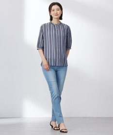 J.PRESS LADIES L 【洗える】ランダムストライプ ブラウス