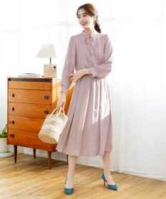 Tiaclasse L 【洗える】細リボンギャザーワンピース