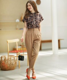 組曲 シアーツイルチェック フリルブラウス