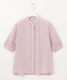 J.PRESS LADIES L 【洗える】綿キュプラコードストライプ バンドカラー ブラウス