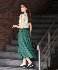 Tiaclasse 【洗える】ティアードフレアスカート