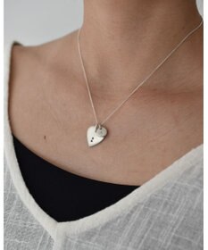 yoaa シルバー925 ハートプレートブラックダイヤモンドネックレストップ