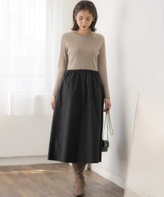 組曲 【WEB限定】リブニットコンビワンピース