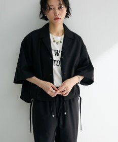 Green Parks 綿麻混裾ドロスト開襟シャツジャケット