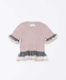 TRICOTE シアーフリル リブニットTシャツ