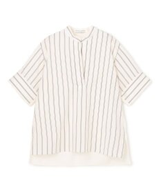 BEIGE， QUARTZ / 異素材コンビ ストライプシャツ