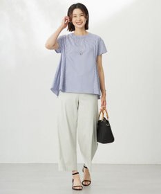 J.PRESS LADIES 【洗える】セルロースリネンストレッチ イージー パンツ