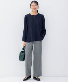 23区 L 【洗える】チェックストレッチ ワイドパンツ