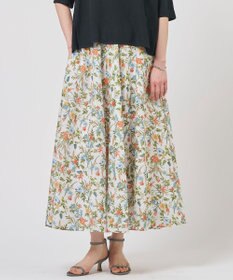 J.PRESS LADIES スパンボタニカル プリント ロング フレア スカート