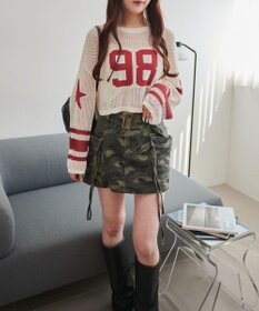 WEGO ナンバリングメッシュショートニット