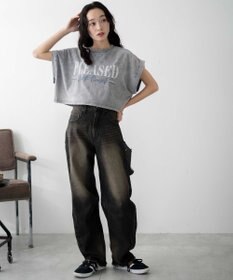 WEGO 【洗える】ヴィンテージウォッシュロールアップショートTシャツ