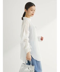 Green Parks シアーチェック袖ドロストシャツチュニック