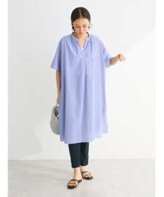 Green Parks 綿麻混スキッパーミニワンピース