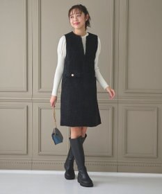 Feroux 【洗える】キーネックミディ ジャンスカ