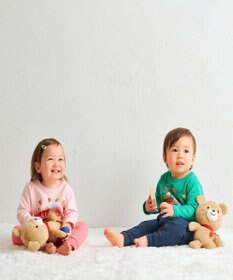 MIKI HOUSE HOT BISCUITS 【80-120cm】ミニ裏毛パイル素材 ティーカップ柄 ルームウェアセット