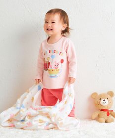 MIKI HOUSE HOT BISCUITS 【80-120cm】ミニ裏毛パイル素材 ティーカップ柄 ルームウェアセット