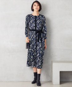 自由区 S 【WEB&一部店舗限定】ハーバルフロープリント8分袖 ワンピース