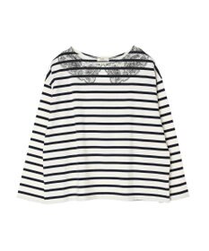 earth music&ecology レースプリントボーダープルオーバー