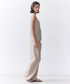 BEIGE， ERYTH / リネンストライプ タックワイドパンツ