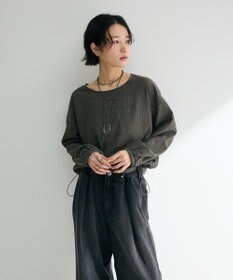 Green Parks 裾ドロスト表面長袖プルオーバー