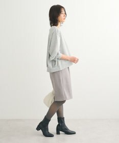 Green Parks ショート丈ラメ裏毛ボートネックプルオーバー