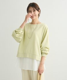 Green Parks ショート丈ラメ裏毛ボートネックプルオーバー