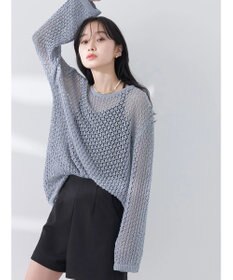 earth music&ecology メッシュ編みニットプルオーバー