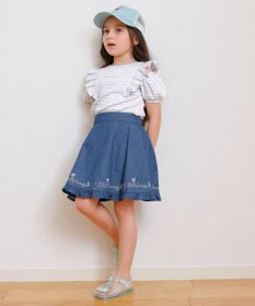 ANY KIDS オン・オフショルダー ボーダー Tシャツ