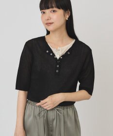 AMERICAN HOLIC 【2点セット】シアーリブヘンリーネックニット＋タンクトップ