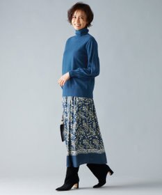 自由区 【洗える】ソフトウールハイゲージパフスリーブハイネック ニット