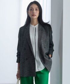 ICB ミックスブッチャー ダブルブレストジャケット ブラック×オフホワイト