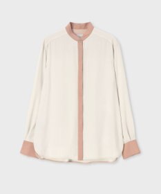 Paul Smith バックサテン ジョーゼット スタンドカラー ブラウス