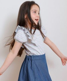 ANY KIDS オン・オフショルダー ボーダー Tシャツ