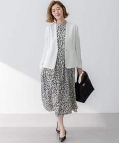 23区 L 【セットアップ対応/防シワ性/洗える】アイアスマットストレッチ ノーカラー ジャケット