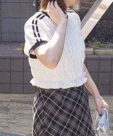 WEGO ラインデザインシャーリングトップス