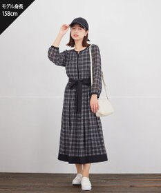 Tiaclasse L シアーチェック配色ワンピース