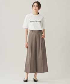 自由区 S 【洗える】TWラチネストレッチワイドクロップド パンツ