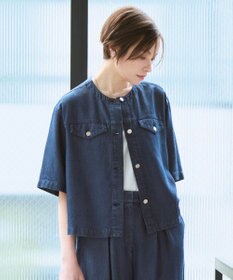 ICB ナチュラルソフトデニム クロップドジャケット バイオデニム