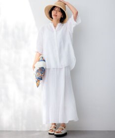 23区 L 【洗える】LIBECOリネン フレアスカート