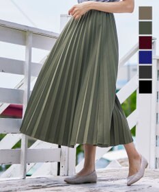 Tiaclasse 【ウエストゴム・洗える】カットソーアコーディオンプリーツスカート